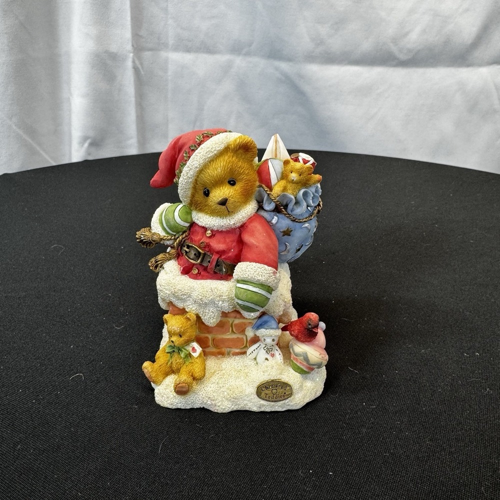 Enesco Cherished Teddies Kris "Up On the Rooftop" 1997 Santa Figurine